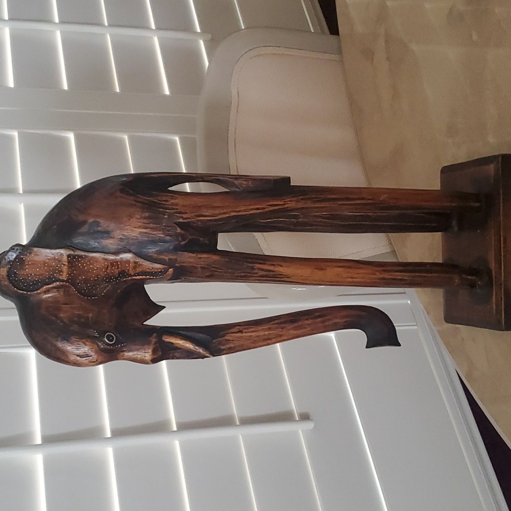 Carved Wooden Elephant Sculpture